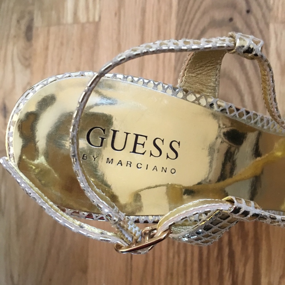 Guess by Marciano Gold Platform Sandals, Size 8 - Picture 4 of 6